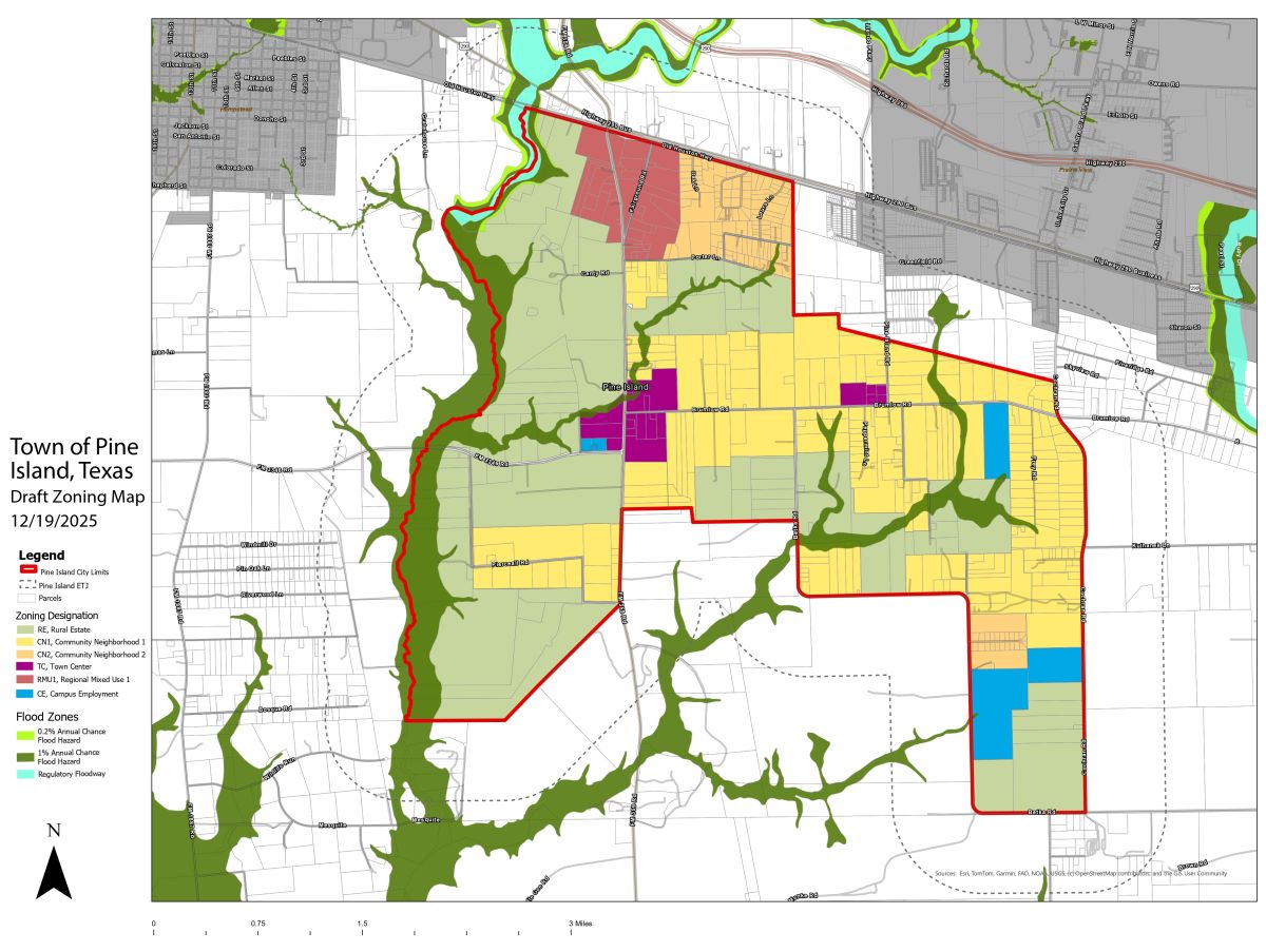 Map of pine island depicting the different Zones for the Zoning Ordinance